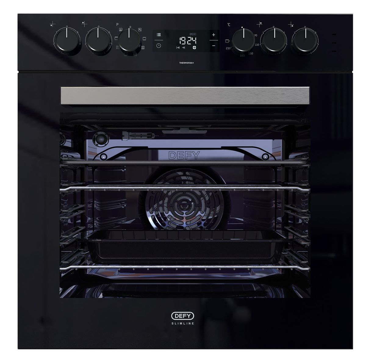 Defy - DBO 488 Slimline Oven- Thermofan +- Black- Undercounter